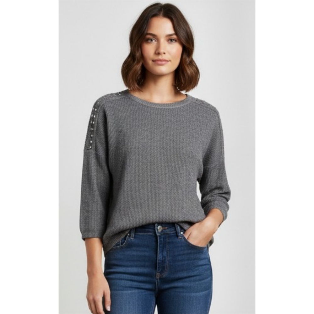 New York Laundry 3/4 Sleeve Sweater Gray Size L